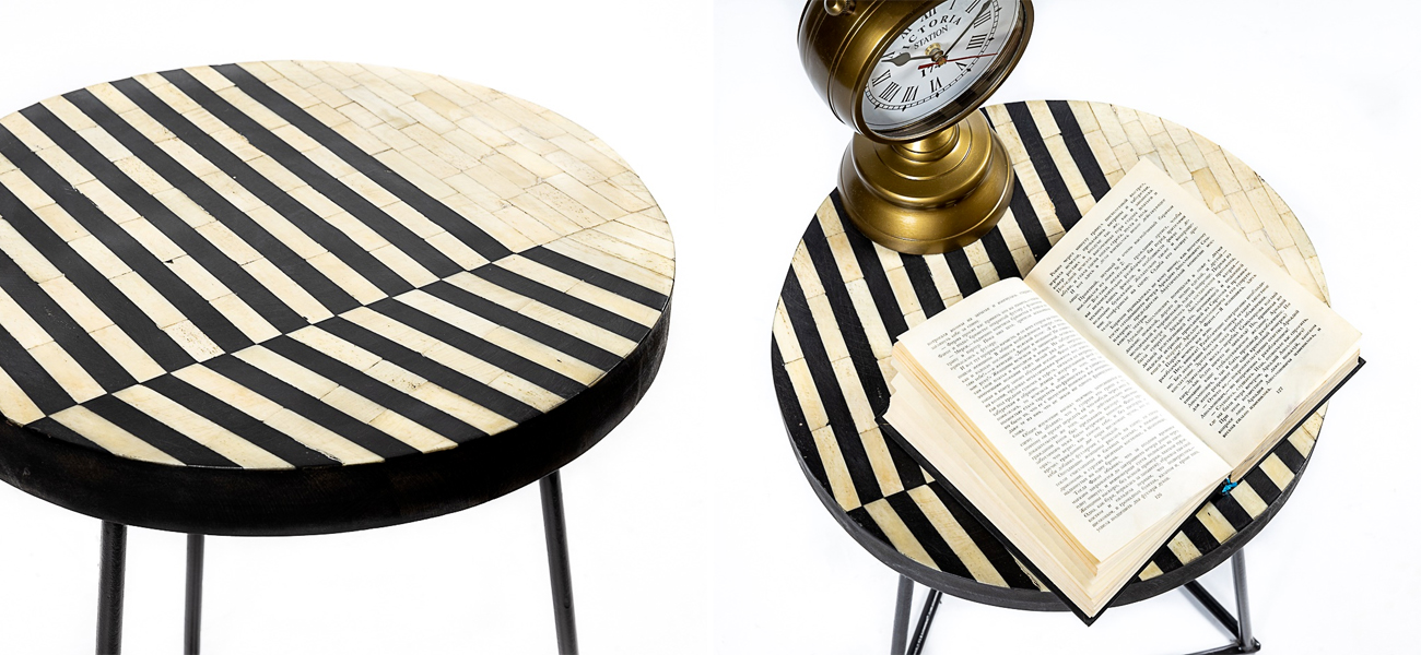 Круглый приставной столик Bone Inlay - фото