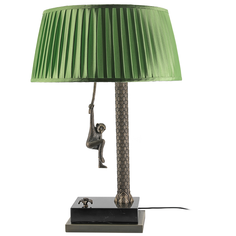 Настольная лампа Джунгли Table Lamp Jungle Green Латунь Античная полированная Черный Мрамор Nero Зеленый в Новосибирске | Loft Concept 