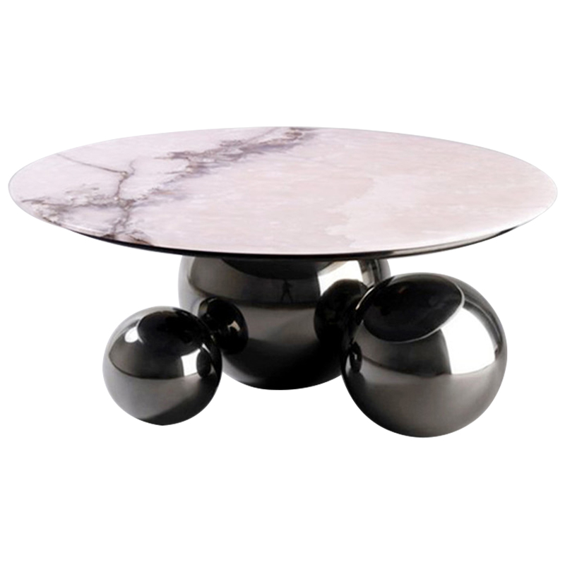 Кофейный стол Ball Metal Graphite Coffee Table Графит Белый Мрамор Bianco в Новосибирске | Loft Concept 