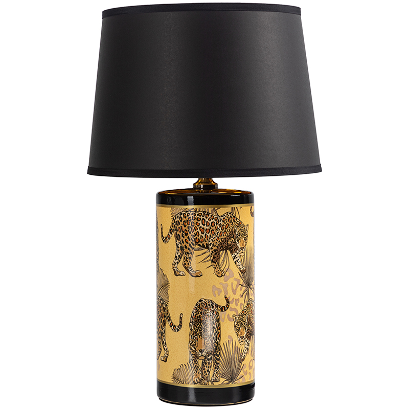 Настольная лампа с абажуром Leopard Lampshade Black Желтый Черный в Новосибирске | Loft Concept 