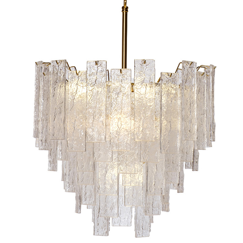 Люстра Dorit Textured Glass Rectangular Chandelier Золотой в Новосибирске | Loft Concept 