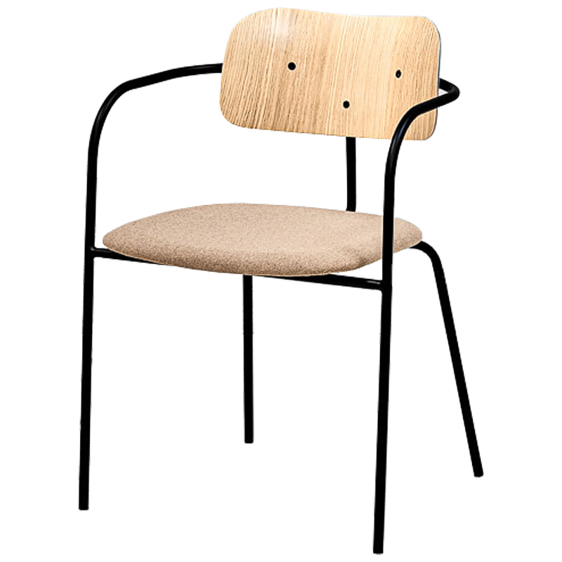 Стул Pilar Loft Stool beige Черный Бежевый Древесина в Новосибирске | Loft Concept 