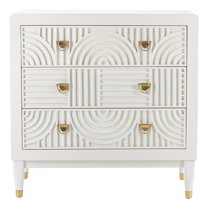 Комод с 3-мя ящиками Seymour Chest Of Drawers white Белый Белый Латунь в Новосибирске | Loft Concept 