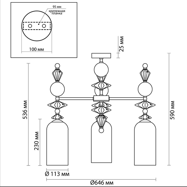 Люстра Iris Glass Chandelier candy 3 chrome в Новосибирске