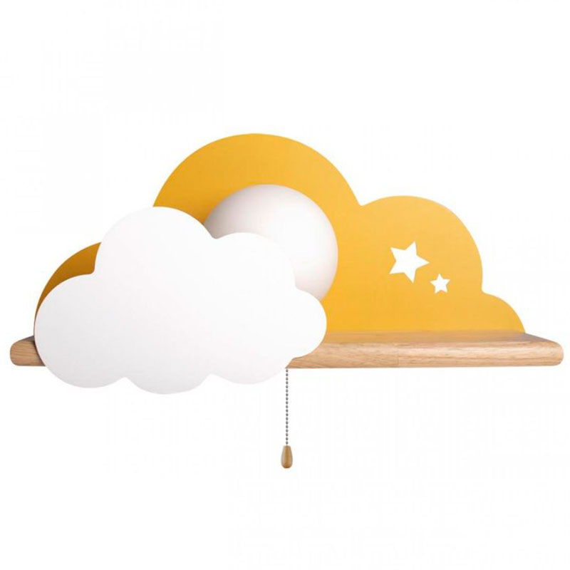 Бра с полкой желтое Облако Wall Lamp Yellow Cloud Желтый Древесина в Новосибирске | Loft Concept 