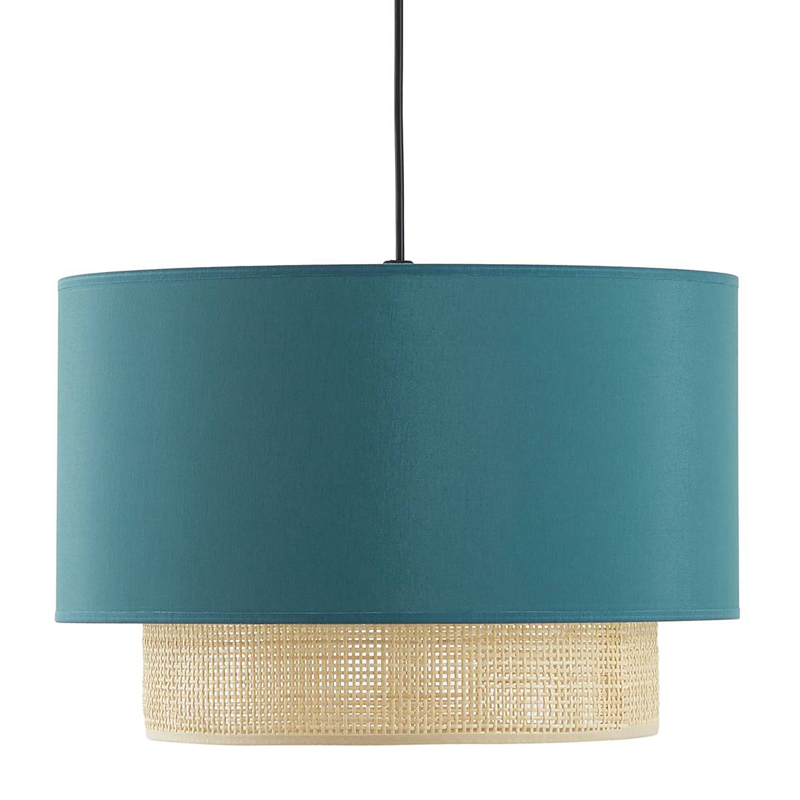 Подвесной светильник Ottar Wicker Turquoise lampshade Бежевый Бирюзовый в Новосибирске | Loft Concept 