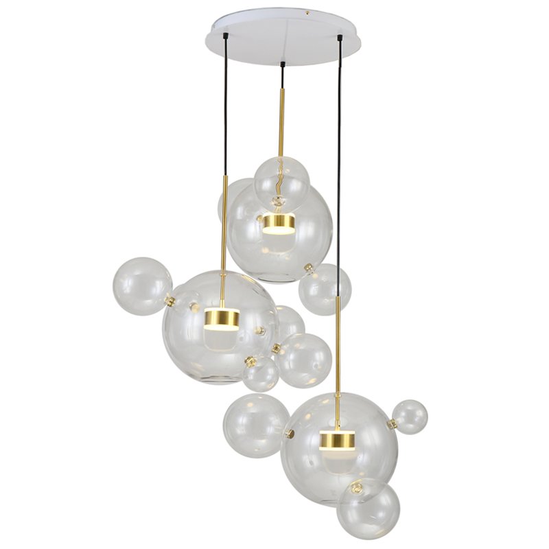 Люстра Bolle Circular Chandelier 14 BUBBLE Giopato & Coombes Прозрачный (Transparent) Латунь в Новосибирске | Loft Concept 