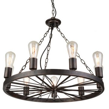 Подвесной светильник Loft Wheel Pendant 9 Коричневый винтаж в Новосибирске | Loft Concept 