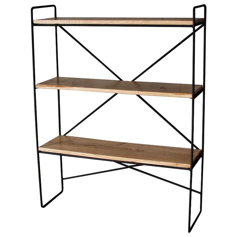 Стеллаж Ridley Industrial Metal Rust Rack Черный Светлый дуб в Новосибирске | Loft Concept 