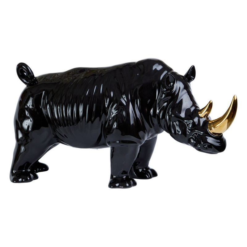Статуэтка черный носорог с золотыми рогами Golden Horned Black Rhino Черный Золотой Статуэтка черный носорог с золотыми рогами Golden Horned Black Rhino Черный Золотой в Новосибирске | Loft Concept