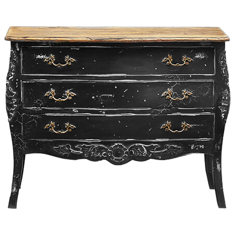 Комод в стиле прованс Carved Black Vintage Commode Черный Коричневый Винтажный черный в Новосибирске | Loft Concept 