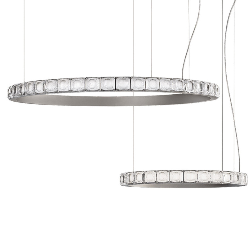 Люстра Ring horizontal silver chandelier Прозрачный Серебряный в Новосибирске | Loft Concept 