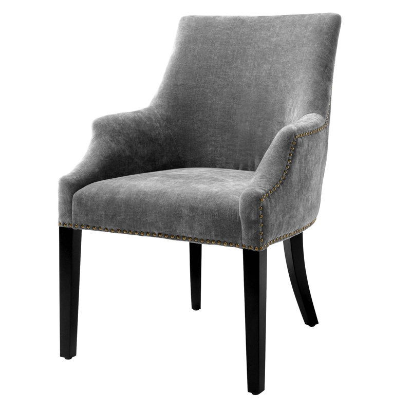 Стул Eichholtz Dining Chair Legacy grey Серый Черный Латунь Античная полированная в Новосибирске | Loft Concept 