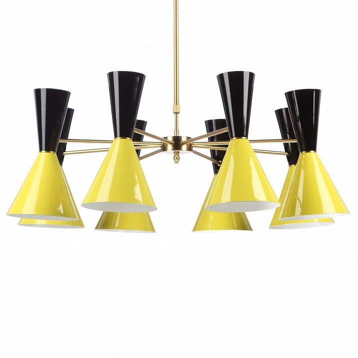 Люстра CAIRO Chandelier 8 Armblack black and yellow Черный Желтый Латунь в Новосибирске | Loft Concept 