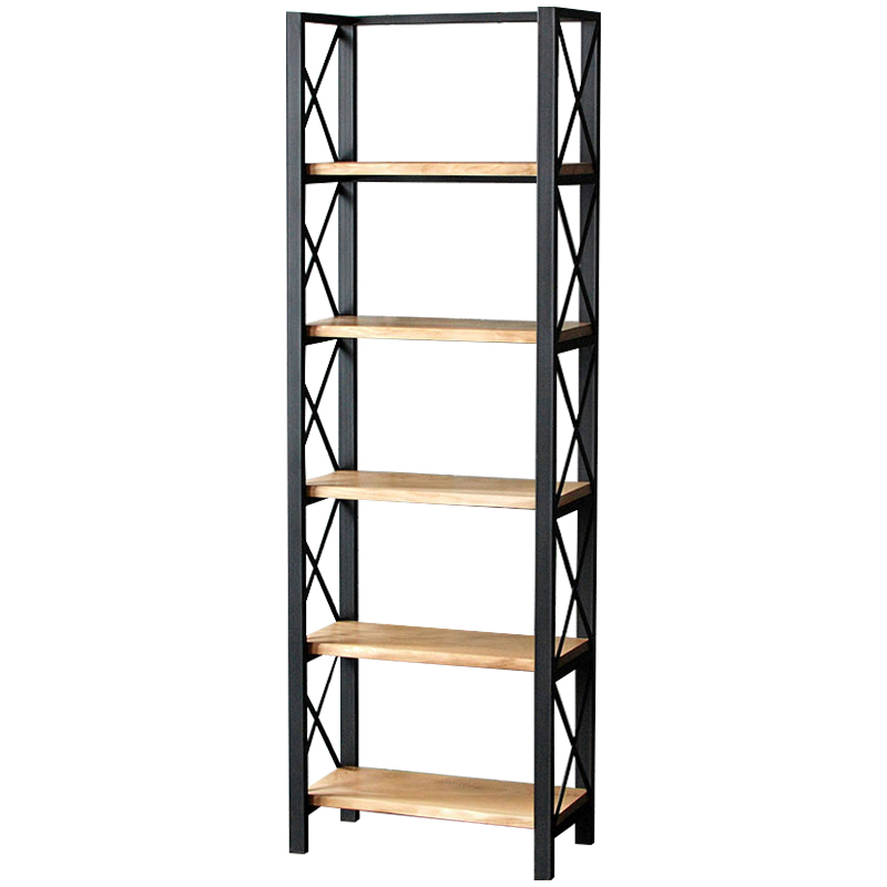 Стеллаж Forster Industrial Metal Rust Rack Черный Светлый дуб в Новосибирске | Loft Concept 