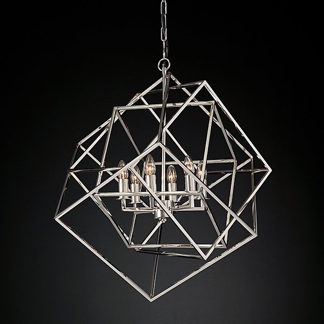 Люстра Restoration Hardware Caged Cubist Pendant Серебряный в Новосибирске | Loft Concept 