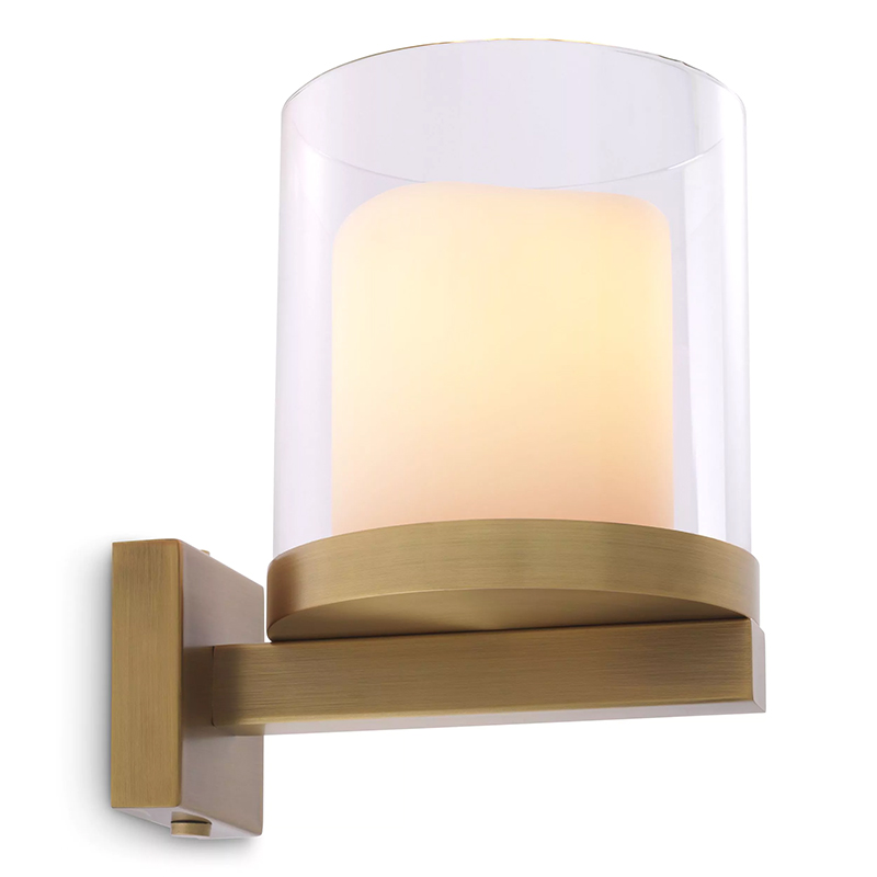 Бра Eichholtz Wall Lamp Donovan Brass Белый Латунь Прозрачное Стекло в Новосибирске | Loft Concept 