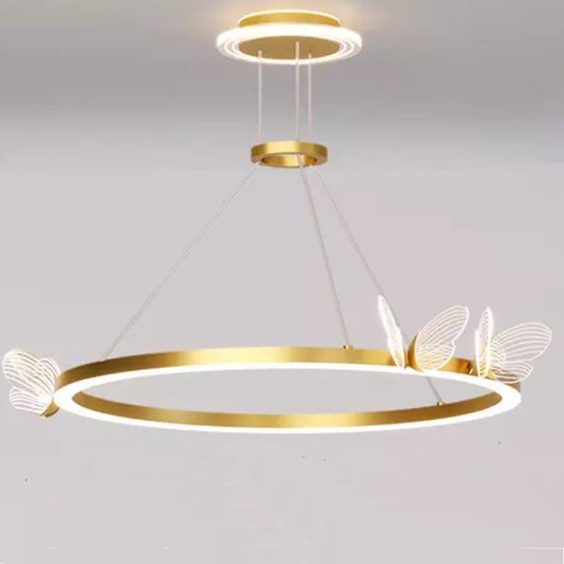 Подвесной светильник с бабочками Butterfly Ring F Прозрачный Латунь в Новосибирске | Loft Concept 