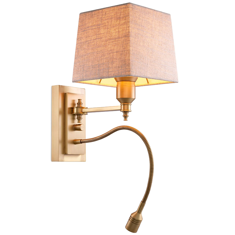 Бра Eichholtz Wall Lamp Ellington Brass Бежево-серый Латунь в Новосибирске | Loft Concept 