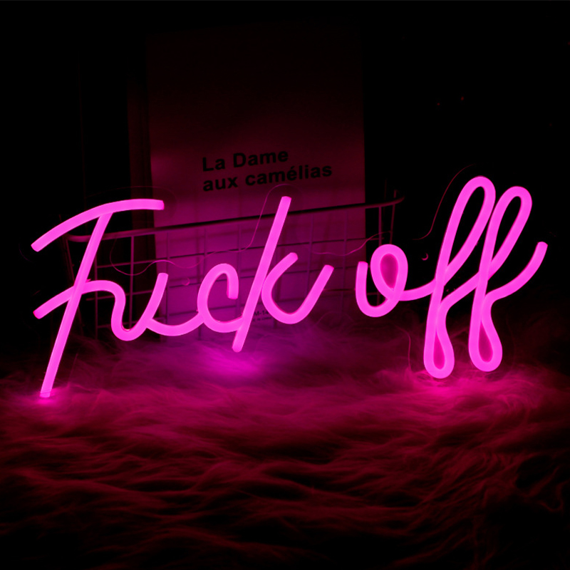 Неоновая настенная лампа Fuck Off Neon Wall Lamp Розовый Розовый Прозрачный в Новосибирске | Loft Concept 