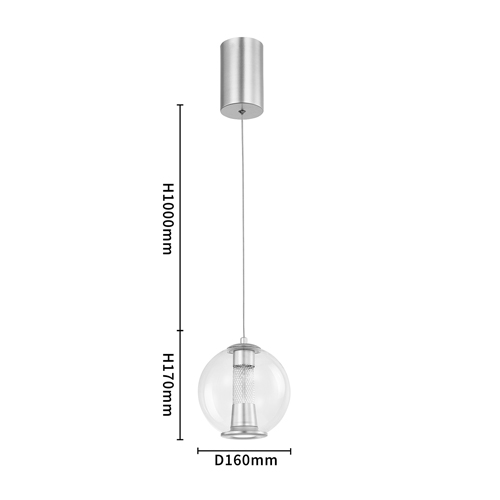 Подвесной светильник с плафоном в форме шара Inner Gleam Orb silver в Новосибирске