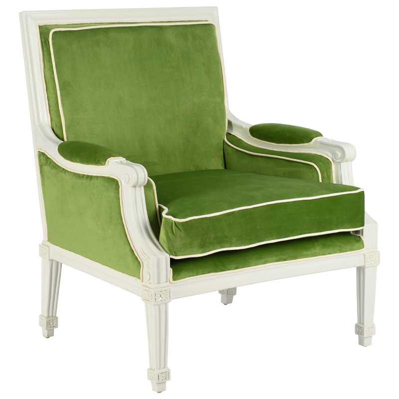 Кресло French Provence Armchair Ferrand green Зеленый смок Белый в Новосибирске | Loft Concept 