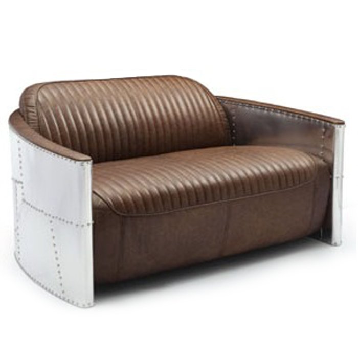 Диван Aviator Sofa 2 seat Белый Черный Коричневый в Новосибирске | Loft Concept 