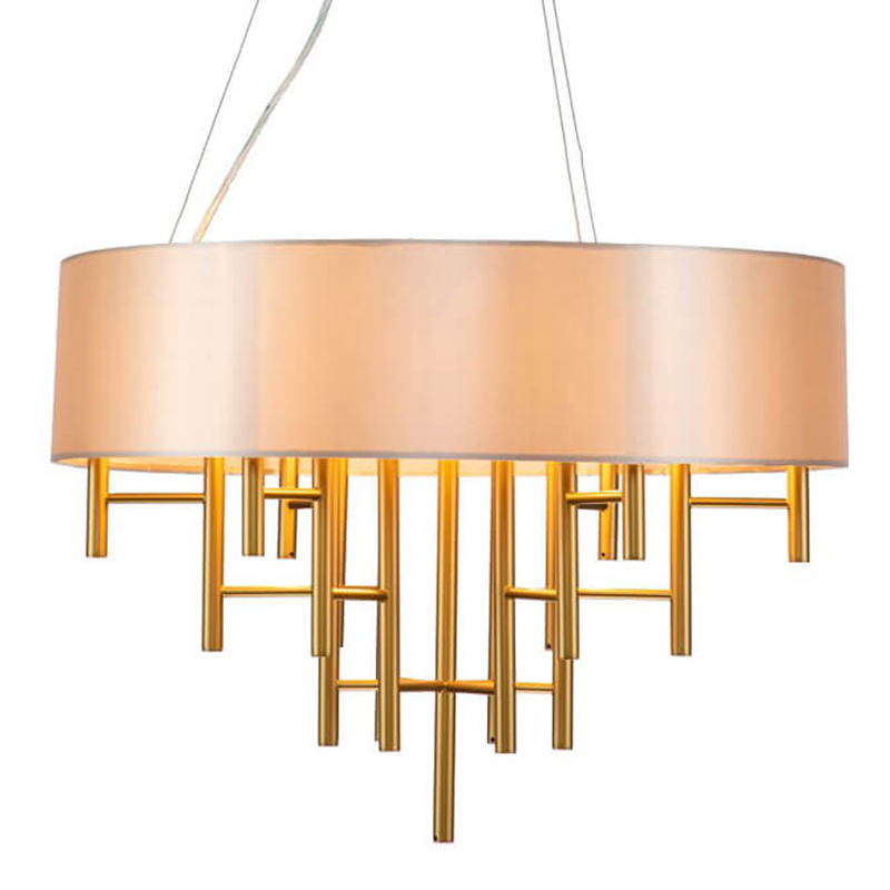 Люстра Oswell Lampshade Chandelier Латунь Бежевый в Новосибирске | Loft Concept 