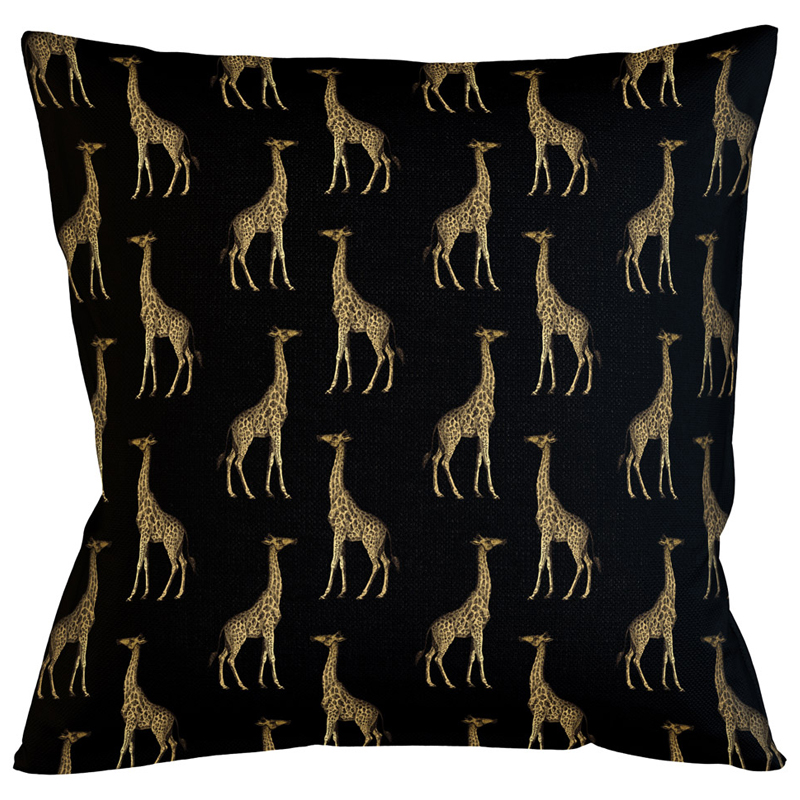 Декоративная подушка с узором из жирафов Home Safari Black Черный Коричневый Декоративная подушка с узором из жирафов Home Safari Black Черный Коричневый в Новосибирске | Loft Concept