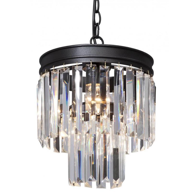 Светильник ODEON CLEAR GLASS Pendant lamp прозрачное Стекло D 27 Черный матовый в Новосибирске | Loft Concept 