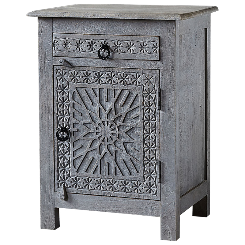 Тумба Indian Antique Furniture Akshi Nightstand Серый Коричневый в Новосибирске | Loft Concept 