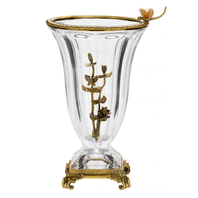 Ваза из прозрачного стекла с бронзовой вставкой в виде цветущей ветви Eden Garden porcelain and bronze Прозрачное Стекло Бронза Ваза из прозрачного стекла с бронзовой вставкой в виде цветущей ветви Eden Garden porcelain and bronze Прозрачное Стекло Бронза в Новосибирске | Loft Concept