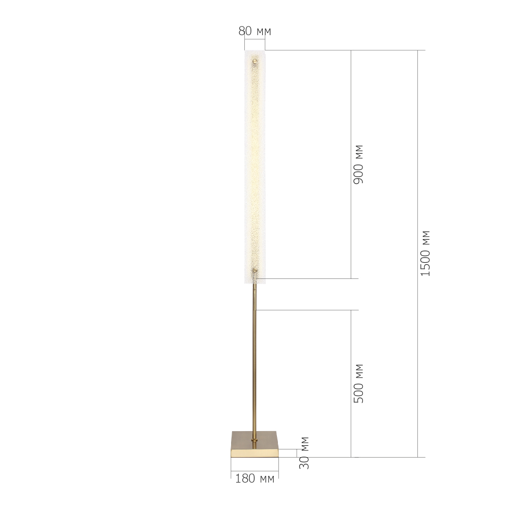 Торшер с прямоугольным плафоном с эффектом морозного стекла Freezing в Новосибирске