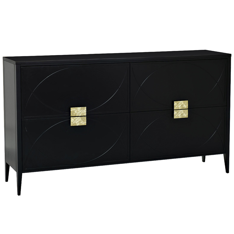 Комод с 4-мя ящиками Amelie Black Chest of Drawers Черный Черный Золотой в Новосибирске | Loft Concept 