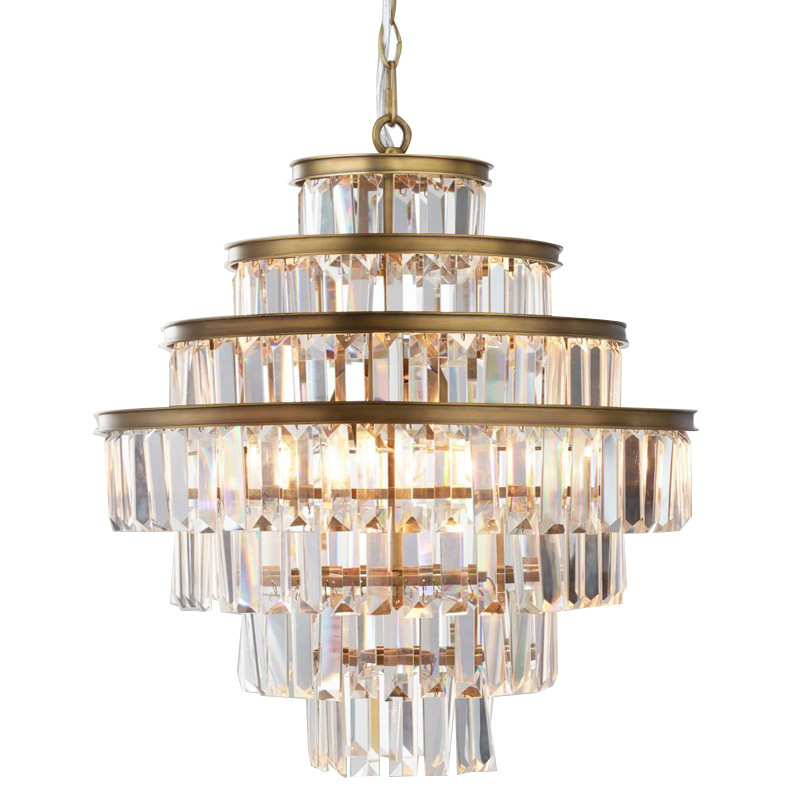 Люстра RH Alaine Crystal Large Pendant Antiqued Brass Золотой Прозрачное Стекло в Новосибирске | Loft Concept 