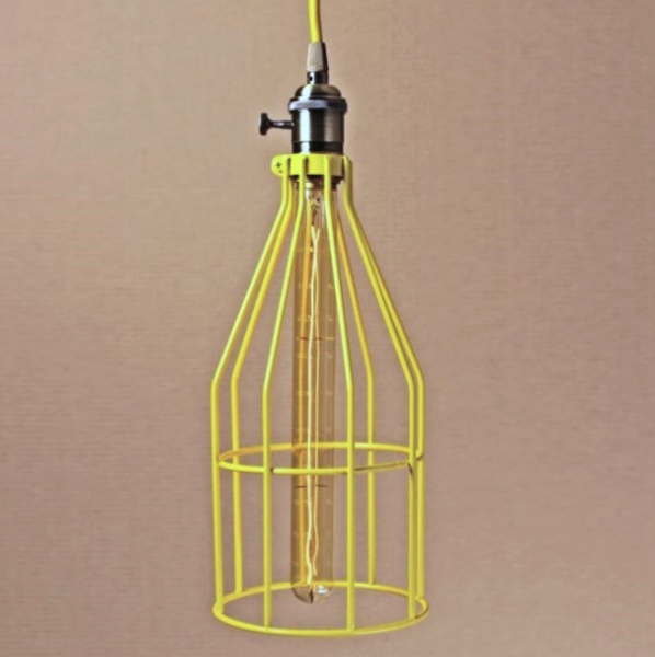 Подвесной светильник Wire Cage Pendant Twix Yellow Желтый в Новосибирске | Loft Concept 