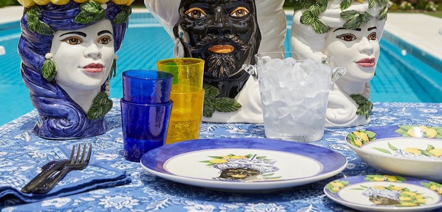 Тарелка Abhika PLATE MORO HEAD SMALL D 15,5 Blue - фото №2