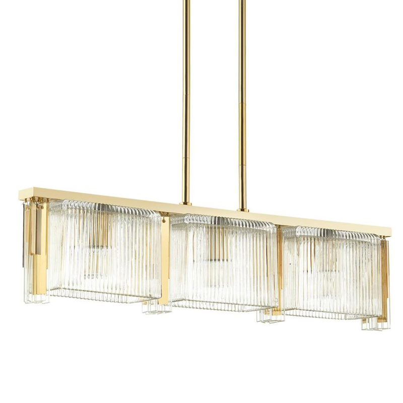 Люстра Madelen Gold Linear Chandelier Глянцевое золото Прозрачный (Transparent) в Новосибирске | Loft Concept 