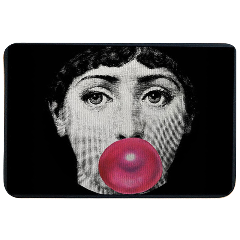 Ковер для прихожей и ванной Fornasetti Pink Bubblegum Rug Черно-белый Розовый в Новосибирске | Loft Concept 