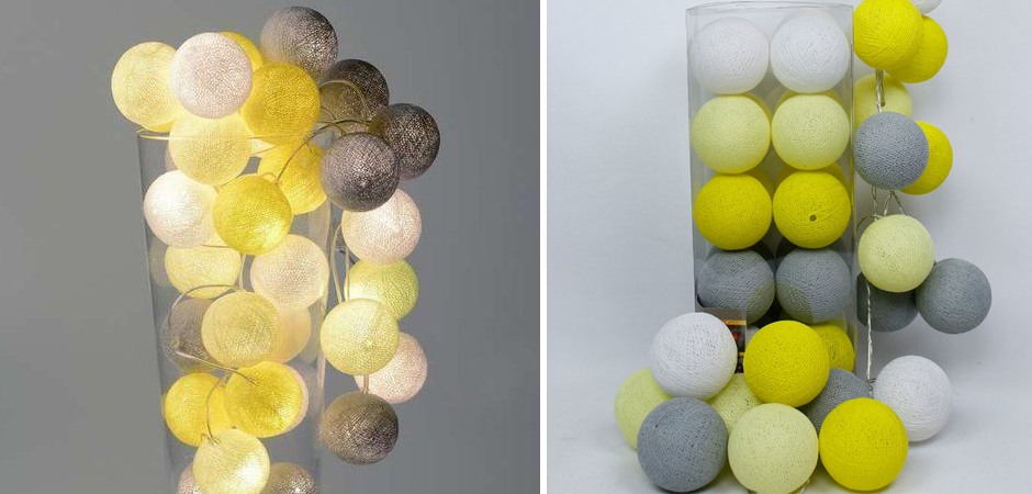 Гирлянда хлопковые фонарики Сotton Ball Yellow - Loft-Concept в Новосибирске
