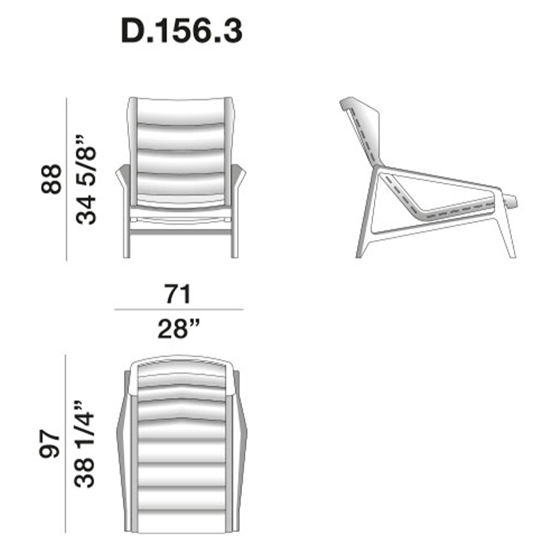 Дизайнерское кресло с подлокотниками из массива дерева Gio Ponti D.156.3 Armchair в Новосибирске