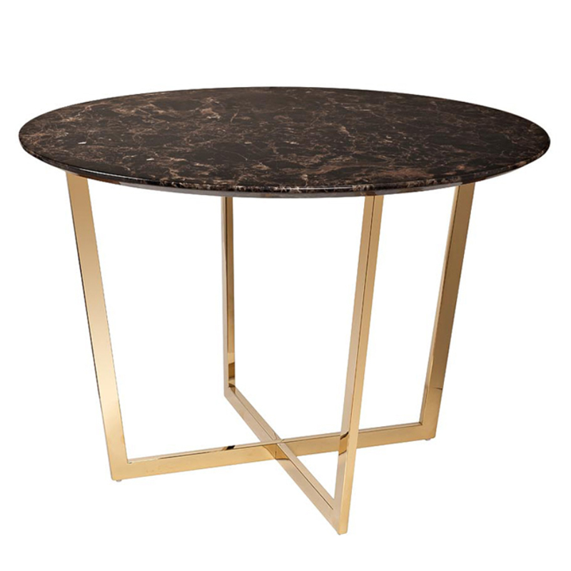 Обеденный стол Dining table Jacques round Brown Коричневый Золотой в Новосибирске | Loft Concept 