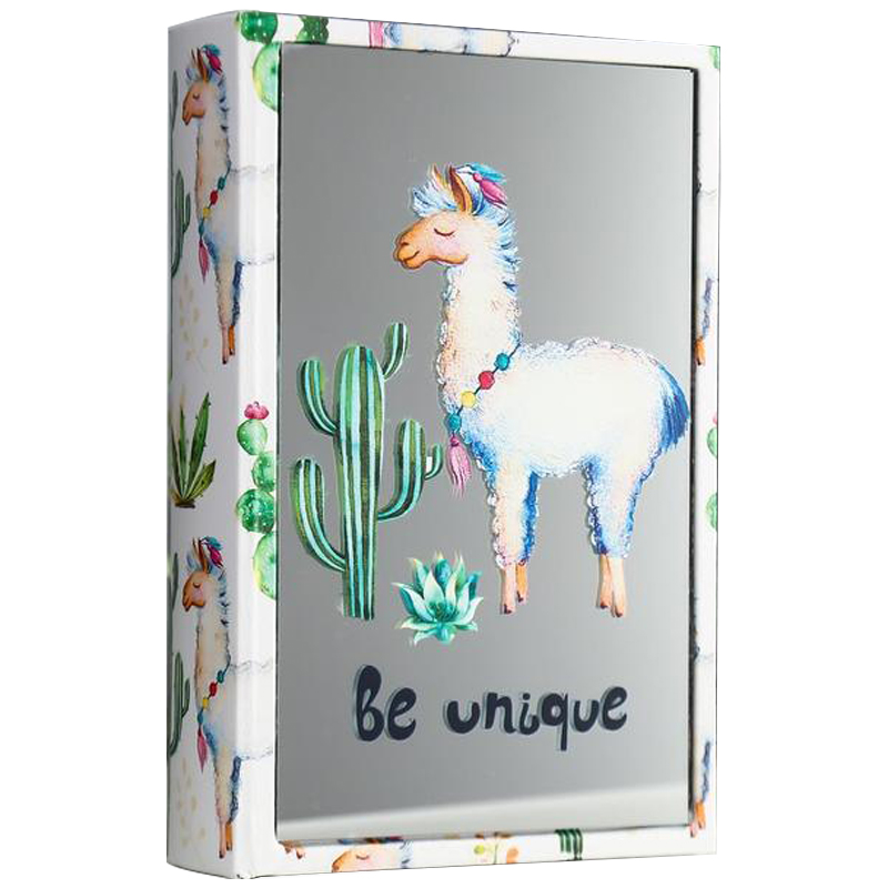 Шкатулка-книга Funny Llama and Cactus Mirror Book Box Мульти Белый в Новосибирске | Loft Concept 