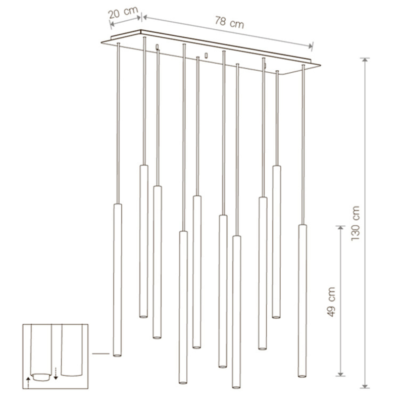 Светильник Trumpet Rectangle Black 10 плафонов в Новосибирске