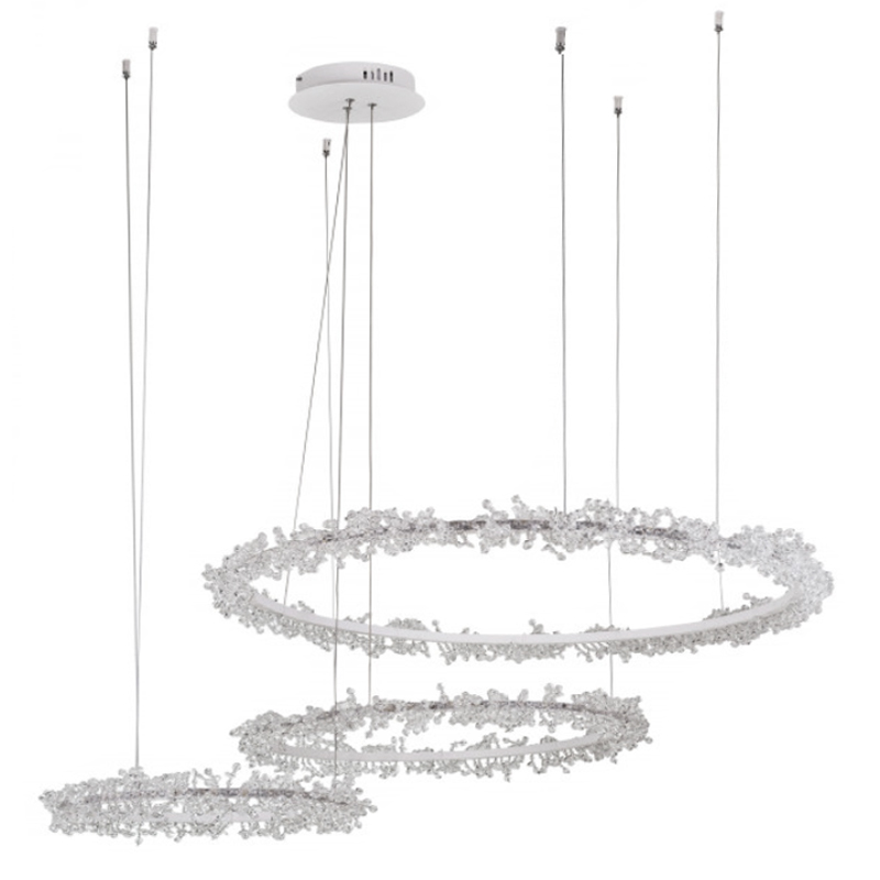 Люстра Crystal round chandelier 3 кольца Белый Прозрачный Белый в Новосибирске | Loft Concept 