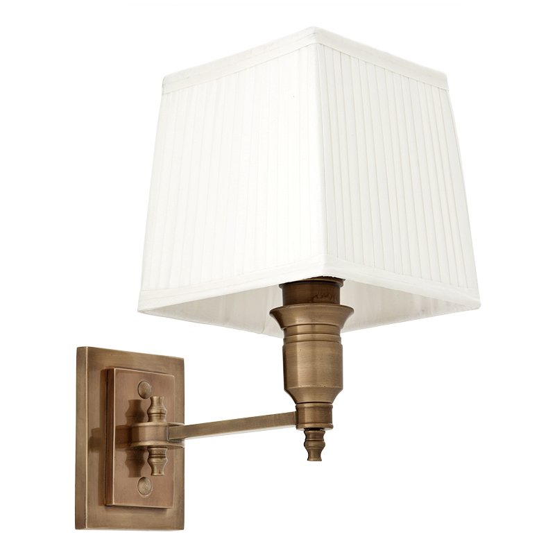 Бра Wall Lamp Lexington Single Brass+White Латунь Античная полированная Белый в Новосибирске | Loft Concept 