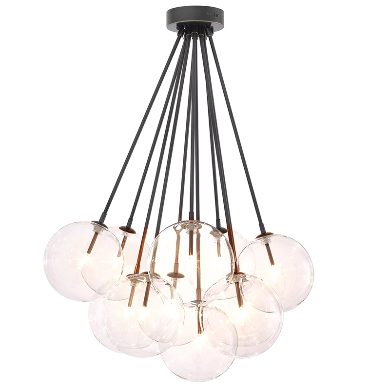 Люстра Eichholtz Ceiling Lamp Molecule Bronze Прозрачное Стекло Темная бронза в Новосибирске | Loft Concept 