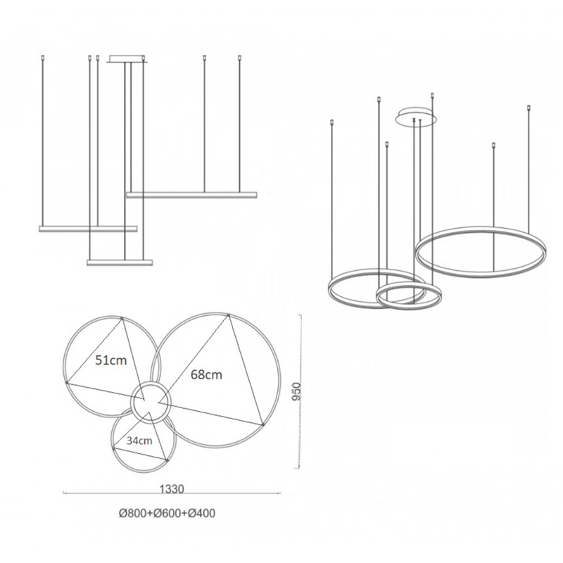 Люстра Crystal round chandelier 3 кольца Белый в Новосибирске