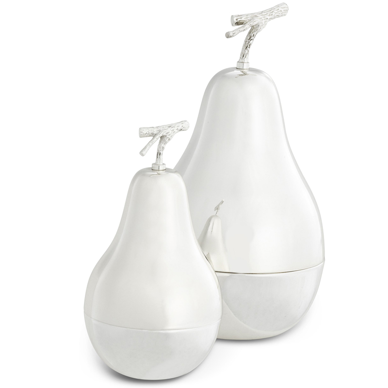 Комплект шкатулок Eichholtz Box Pear Set of 2 Silver Серебряный в Новосибирске | Loft Concept 