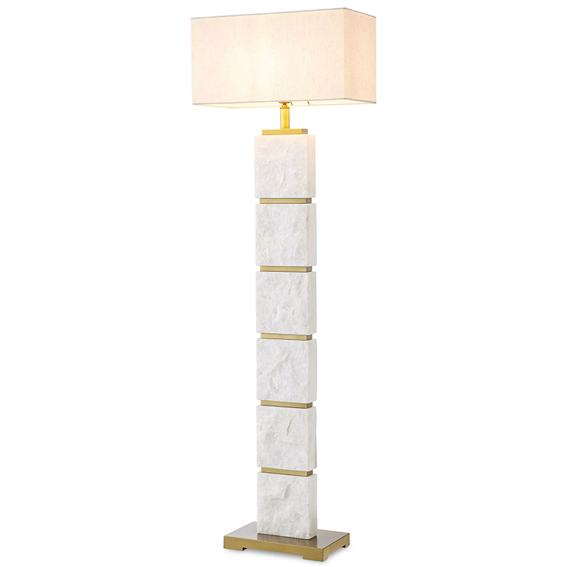 Торшер Eichholtz Floor Lamp Newton Marble Белый Мрамор Bianco Кремовый Латунь в Новосибирске | Loft Concept 